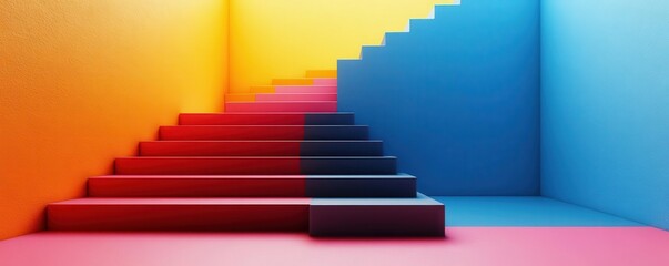 Obraz premium branding visualization flat design front view modern theme 3D render Triadic Color Scheme