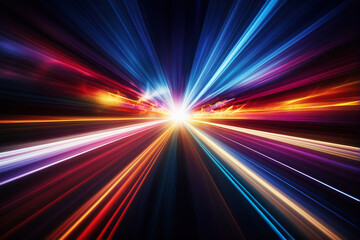 Obraz premium Colorful Speed Lines with Motion Blur and Light Streaks in Abstract Design