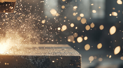 Steelworker Forging Molten Metal in High Temperature Factory