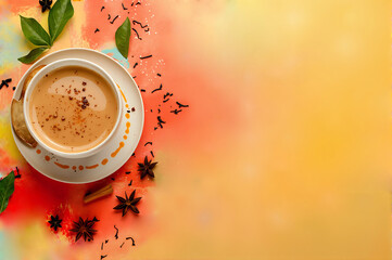 Masala Chai Tea with Vibrant Watercolor Background