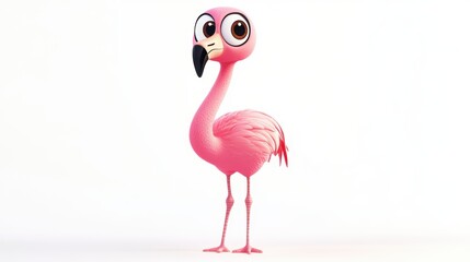 Fototapeta premium Cute Cartoon Flamingo Bird Illustration - Cartoon animals