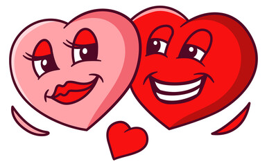 Obraz premium Loving hearts couple cartoon characters illustration isolated