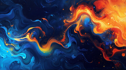 Vibrant Abstract Splash of Paint in Pink and Orange Liquid Design