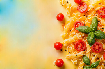 Watercolor Pasta Illustration with Soft and Colorful Background