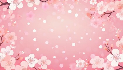 桜のフレームとドット柄の可愛い背景