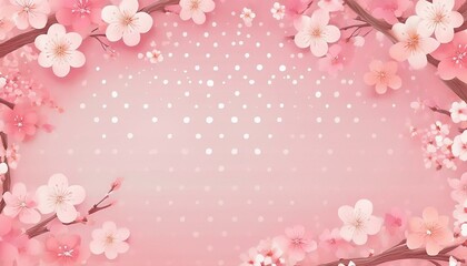 桜のフレームとドット柄の可愛い背景
