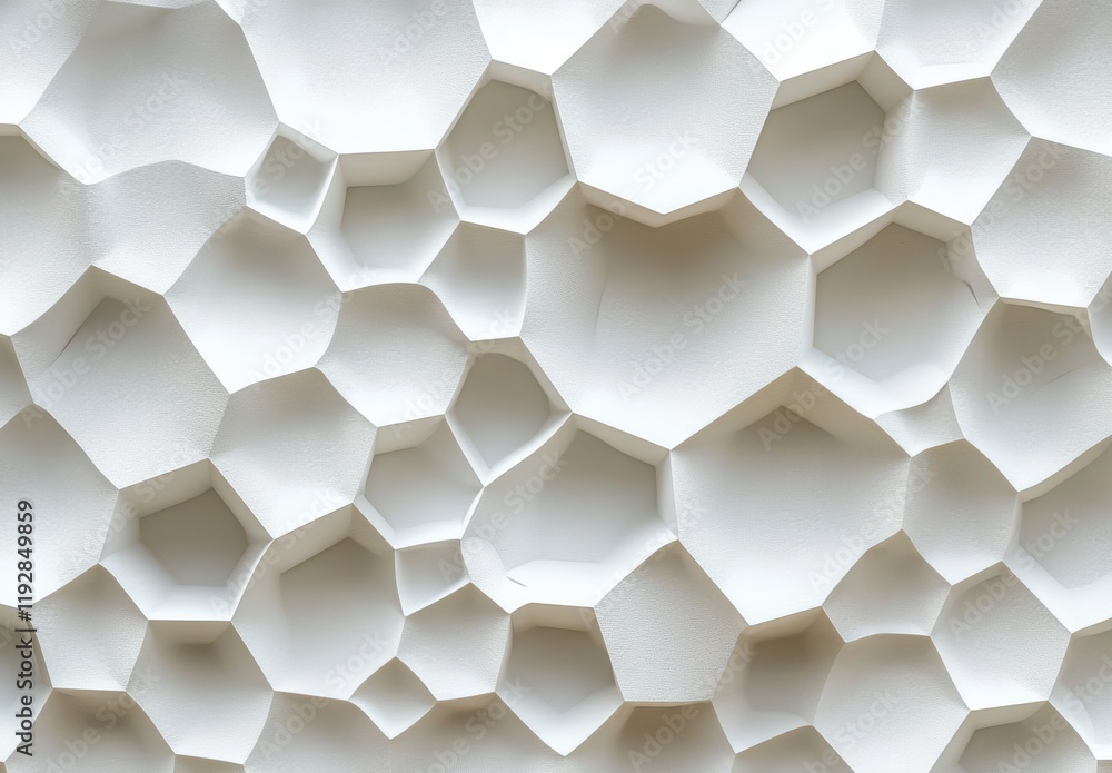 Poster abstract white hexagonal pattern on wall with 3d textured design creating modern and elegant aesthet