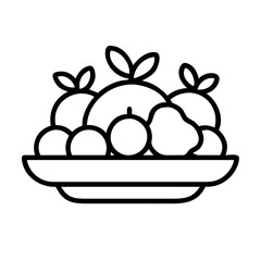 fresh fruit platter icon, fresh fruit platter line art - simple line art of fresh fruit platter, perfect for fresh fruit platter logos and icons and themed design