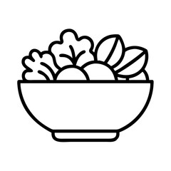 fresh salad bowl icon, fresh salad bowl line art - simple line art of fresh salad bowl, perfect for fresh salad bowl logos and icons and themed design