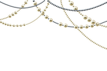 Pearls. Beads. Jewelry. Beautiful vector background. Garland. Festive decoration.