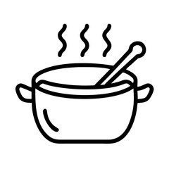 pot of soup icon, pot of soup line art - simple line art of pot of soup, perfect for pot of soup logos and icons and themed design