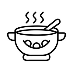 pot of soup icon, pot of soup line art - simple line art of pot of soup, perfect for pot of soup logos and icons and themed design