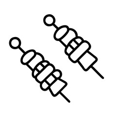 shish kebab skewers icon, shish kebab skewers line art - simple line art of shish kebab skewers, perfect for shish kebab skewers logos and icons and themed design