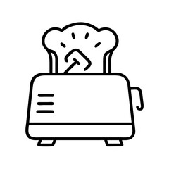 toast popping out of toaster icon, toast popping out of toaster line art - simple line art of toast popping out of toaster, perfect for toast popping out of toaster logos and icons and themed design