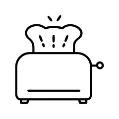 toast popping out of toaster icon, toast popping out of toaster line art - simple line art of toast popping out of toaster, perfect for toast popping out of toaster logos and icons and themed design