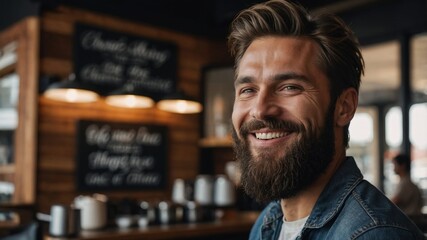 Obraz premium Handsome bearded man smiling