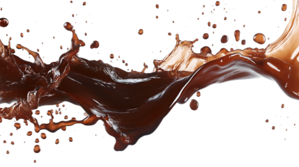 Cola splashing isolated on a transparent or white background 