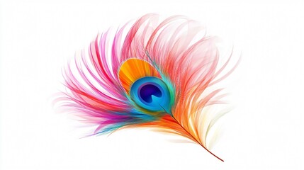 Fototapeta premium Colorful peacock feather and bird vector illustration for bright designs