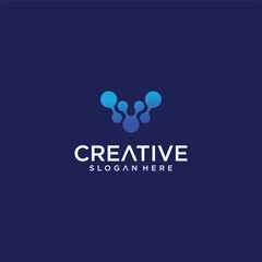 V letter logo design technology logo V logo set with vector technology lines