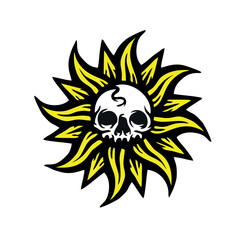 design logo illustration icon art vector skull sun