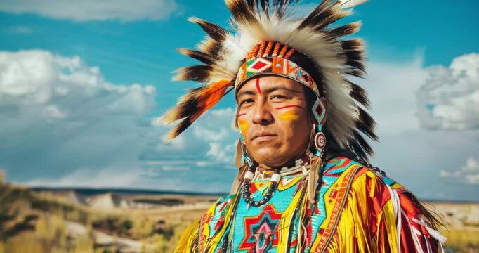 portrait of a Native American Indian in national costume