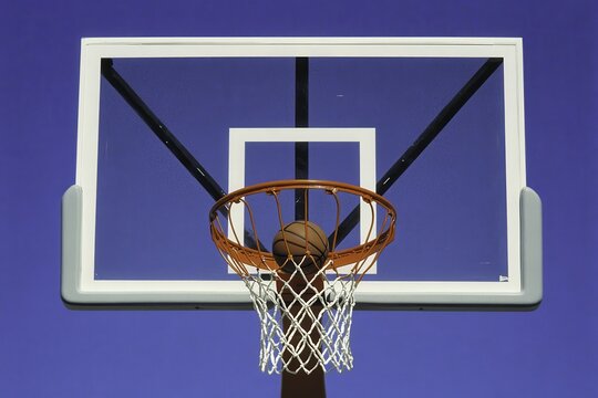 Basketball Hoop with Ball in Mid-Air Action