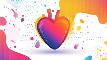 Vibrant Abstract Heart Shape with Bright Colors and Playful Design Elements Perfect for Romantic or Artistic Themes in Digital Projects