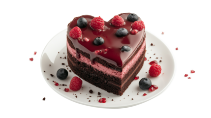  Elegant heart-shaped cake isolated on a transparent or white background 