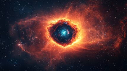 Naklejka premium Fiery Nebula in Deep Space