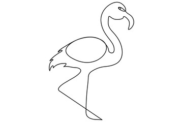 Continuous one line drawing of flamingo bird concept Editable outline vector illustration