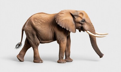 Obraz premium African elephant walking, grey background, wildlife, nature