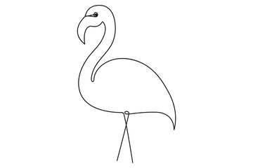 Continuous one line drawing of flamingo bird concept Editable outline vector illustration