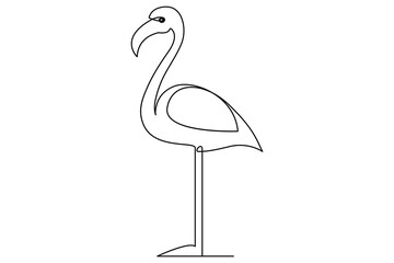 Continuous one line drawing of flamingo bird concept Editable outline vector illustration