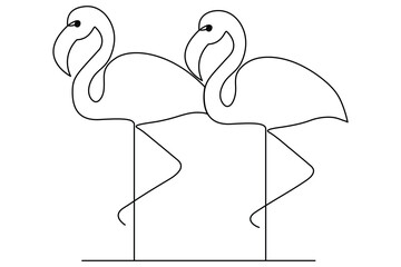 Continuous one line drawing of flamingo bird concept Editable outline vector illustration