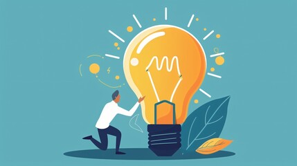 Innovative Businessman Completing Puzzle Piece in Large Lightbulb Concept