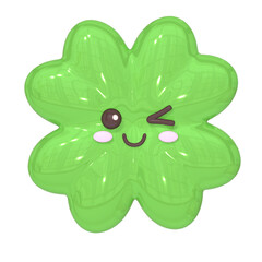 3D Cute Cartoon Clover Character Illustration
