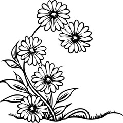 Daisy flower corner drawing