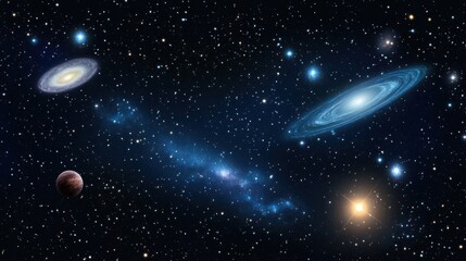 Vast cosmic scene with galaxies and stars