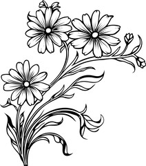 Daisy flower corner drawing