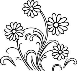 Daisy flower corner drawing