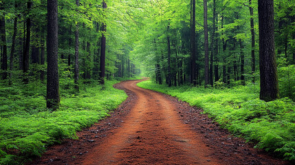 Obraz premium Serene Waterfall in Lush Forest - Tranquil Nature Scene