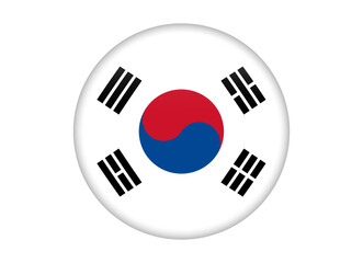 South Korea Flag icon, Round flag icon design, vector illustration isolated on white background