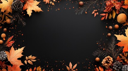 Detailed Autumn Foliage Frame with Rich Colors and Textures for Seasonal Designs and Creations