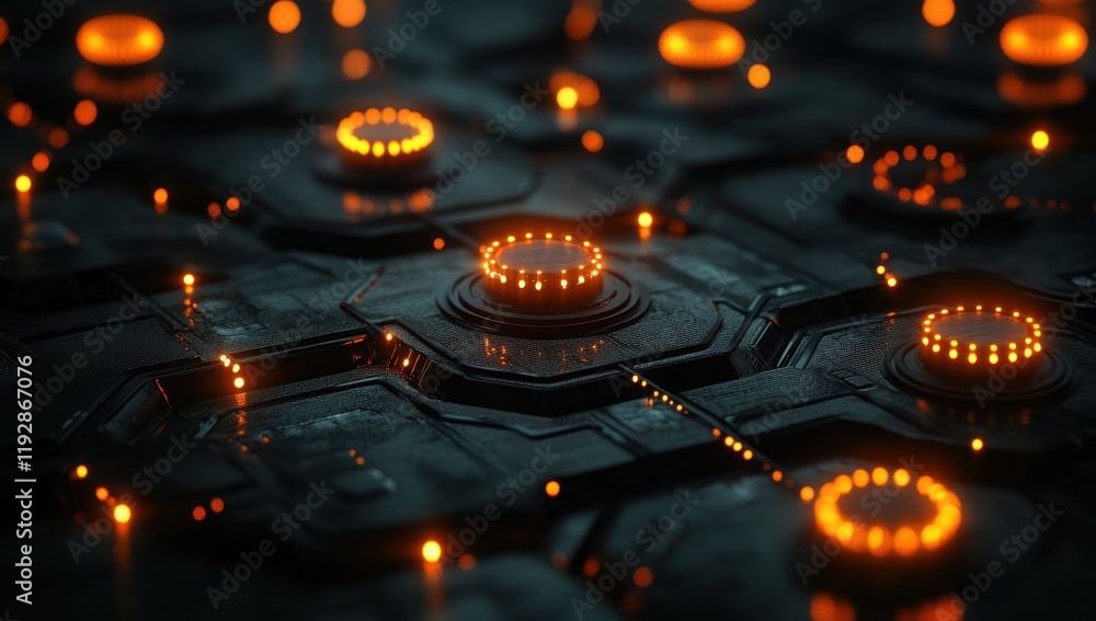 Poster futuristic abstract background with glowing circuits and neon lights for technology, ai, and sci-fi 