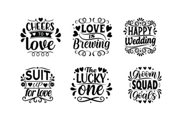 Wedding t-shirt design bundle, Wedding SVG bundle for card, poster, cup, mug, vector