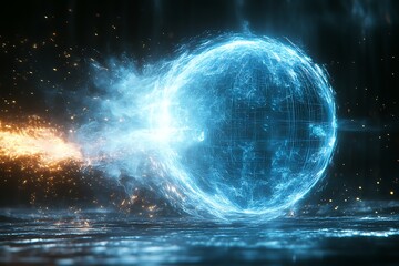 Obraz premium Earth view from space with global communication Network background. 