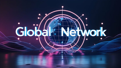 Global Network Illuminated Earth, Digital Connections, Abstract Background, Technology Presentation