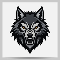 Detailed Vector Logo of an Aggressive Wolf Head for Branding and Mascot Purposes