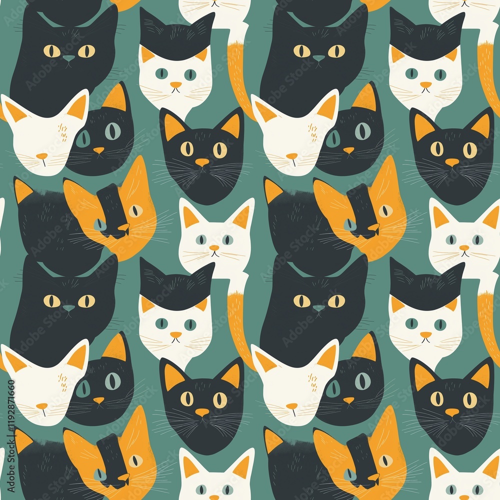 Sticker cat graphic seamless pattern