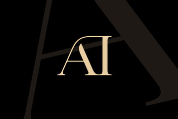 AI or IA letter logo icon design. Classic style luxury initials monogram.